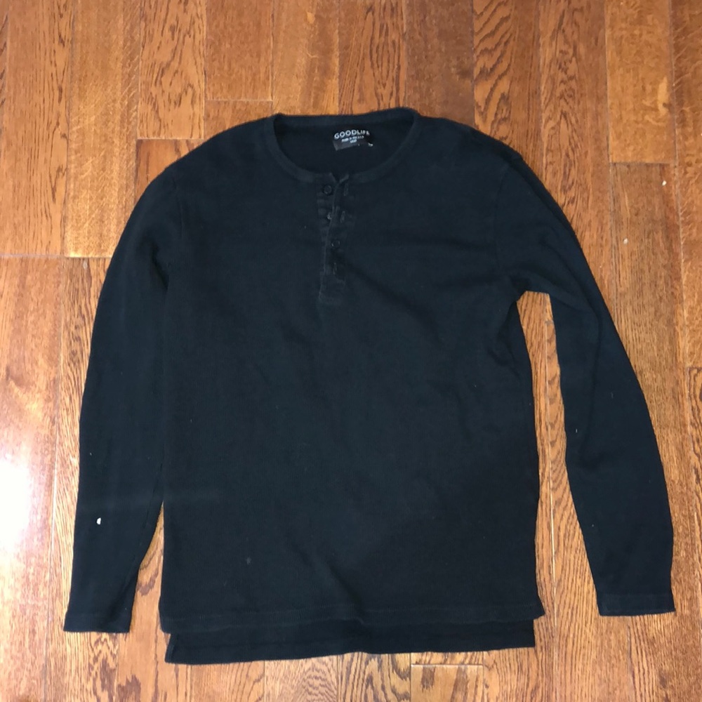 GOODLIFE BLACK MENS HENLEY SMALL